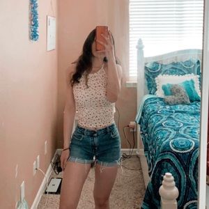 vintage high-waisted denim shorts